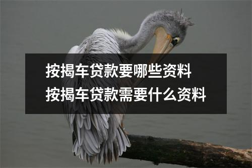 按揭车贷款要哪些资料 按揭车贷款需要什么资料