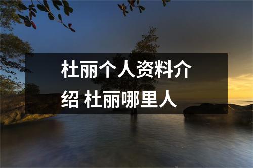 杜丽个人资料介绍 杜丽哪里人 杜丽个人资料介绍 杜丽哪里人