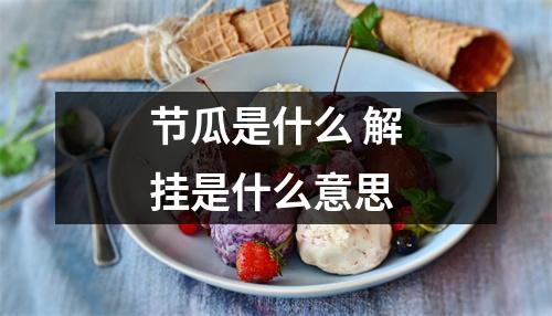 节瓜是什么 解挂是什么意思