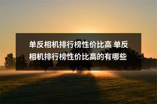 单反相机排行榜性价比高 单反相机排行榜性价比高的有哪些