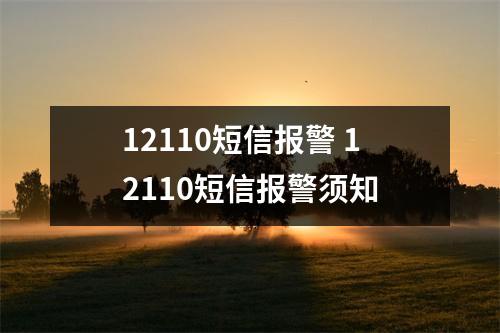 12110短信报警 12110短信报警须知