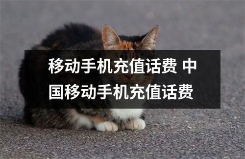 移动手机充值话费 中国移动手机充值话费