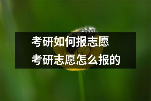 考研如何报志愿 考研志愿怎么报的