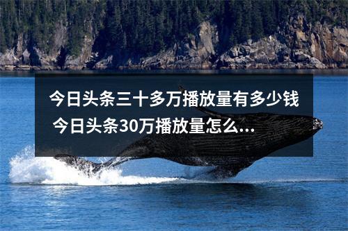 今日头条三十多万播放量有多少钱 今日头条30万播放量怎么样 今日头条三十多万播放量有多少钱 今日头条30万播放量怎么样