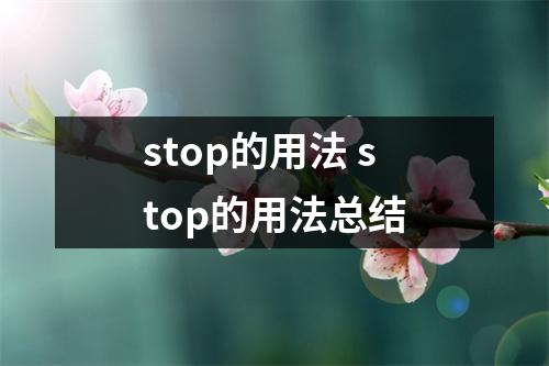 stop的用法 stop的用法总结 stop的用法 stop的用法总结