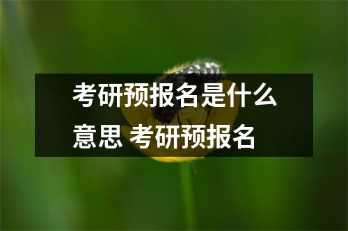 考研预报名是什么意思 考研预报名 考研预报名是什么意思 考研预报名