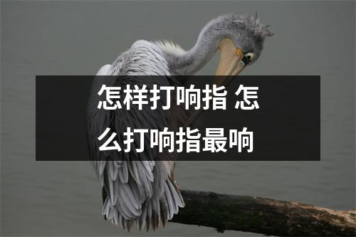 怎样打响指 怎么打响指最响