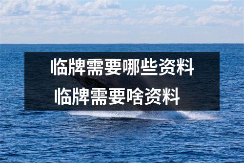 临牌需要哪些资料 临牌需要啥资料