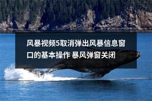 风暴视频5取消弹出风暴信息窗口的基本操作 暴风弹窗关闭