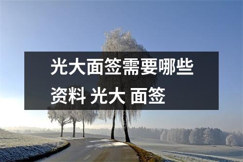 光大面签需要哪些资料 光大 面签