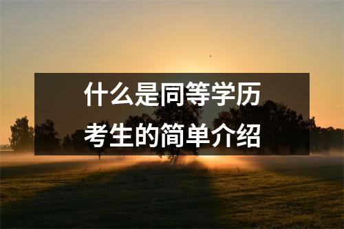 什么是同等学历考生的简单介绍