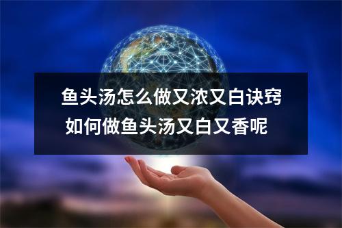 鱼头汤怎么做又浓又白诀窍 如何做鱼头汤又白又香呢