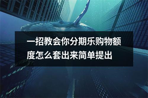 一招教会你分期乐购物额度怎么套出来简单提出 