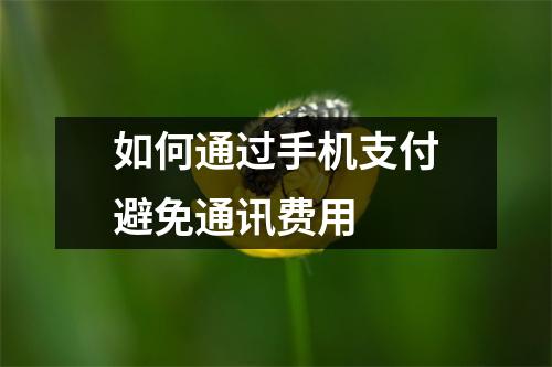 如何通过手机支付避免通讯费用