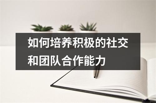 如何培养积极的社交和团队合作能力