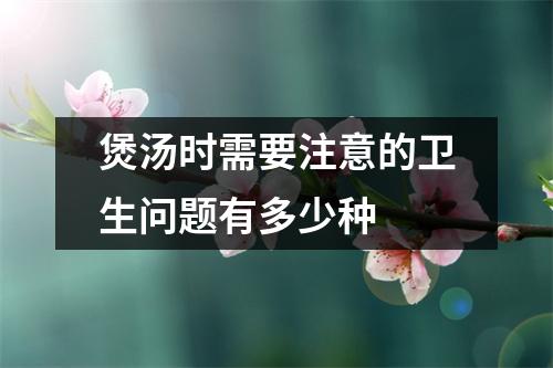 煲汤时需要注意的卫生问题有多少种 