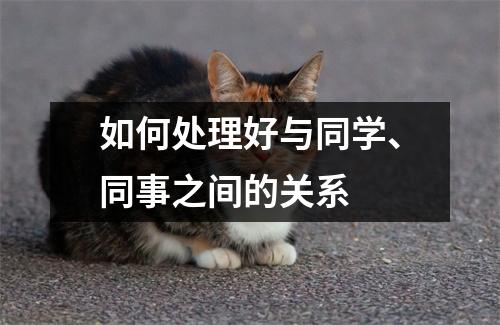 如何处理好与同学、同事之间的关系 如何处理好与同学、同事之间的关系