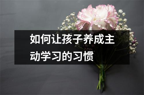 如何让孩子养成主动学习的习惯 