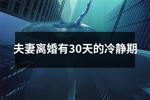 夫妻离婚有30天的冷静期