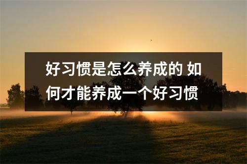 好习惯是怎么养成的 如何才能养成一个好习惯