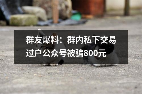 群友爆料：群内私下交易过户公众号被骗800元