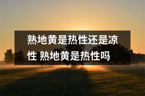 熟地黄是热性还是凉性 熟地黄是热性吗