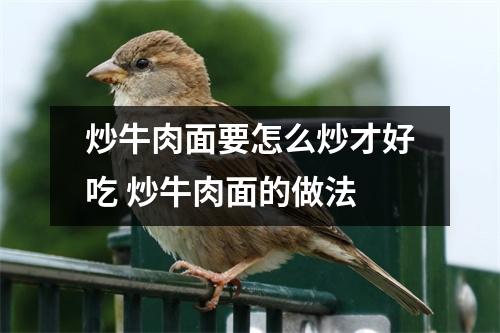 炒牛肉面要怎么炒才好吃 炒牛肉面的做法 炒牛肉面要怎么炒才好吃 炒牛肉面的做法