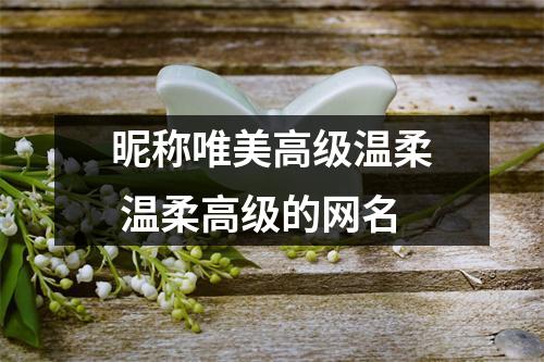 昵称唯美高级温柔 温柔高级的网名