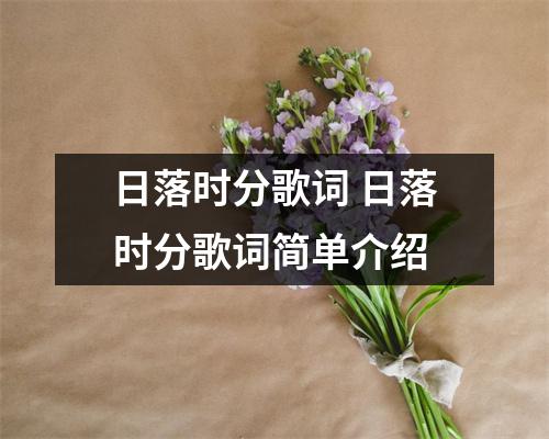 日落时分歌词 日落时分歌词简单介绍