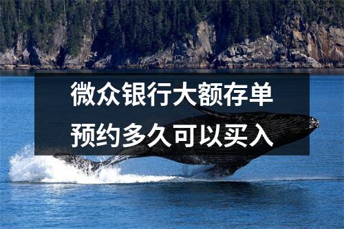 微众银行大额存单预约多久可以买入