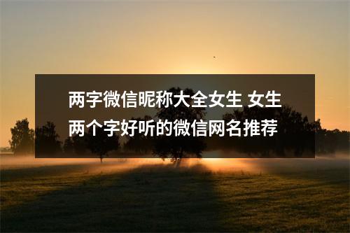 两字微信昵称大全女生 女生两个字好听的微信网名推荐