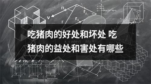 吃猪肉的好处和坏处 吃猪肉的益处和害处有哪些