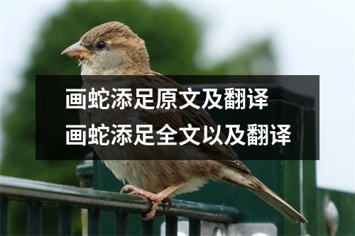 画蛇添足原文及翻译 画蛇添足全文以及翻译