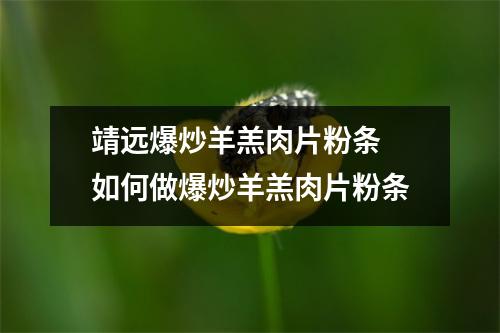 靖远爆炒羊羔肉片粉条 如何做爆炒羊羔肉片粉条