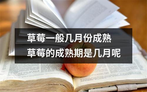 草莓一般几月份成熟 草莓的成熟期是几月呢