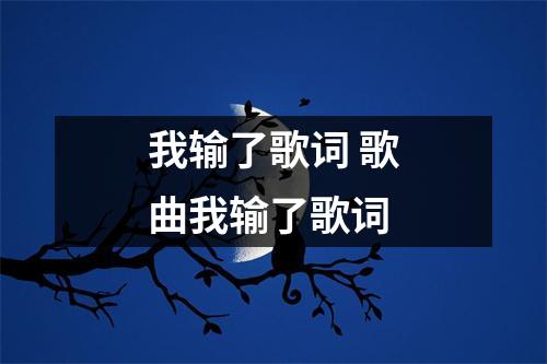 我输了歌词 歌曲我输了歌词