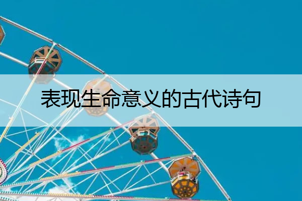 表现生命意义的古代诗句 表示生命意义的名言