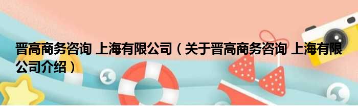 晋高商务咨询 上海有限公司 关于晋高商务咨询 上海有限公司介绍