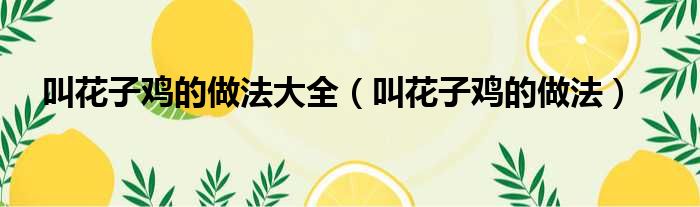 叫花子鸡的做法大全 叫花子鸡的做法