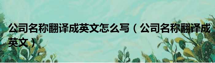 公司名称翻译成英文怎么写 公司名称翻译成英文