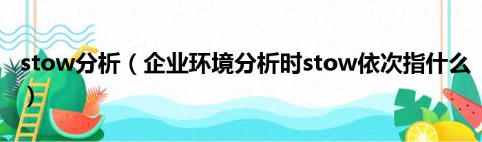 stow分析 企业环境分析时stow依次指什么
