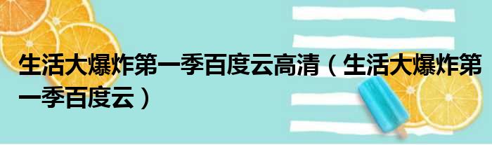 生活大爆炸第一季百度云高清 生活大爆炸第一季百度云