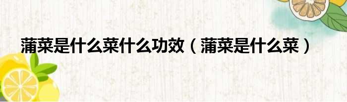 蒲菜是什么菜什么功效 蒲菜是什么菜