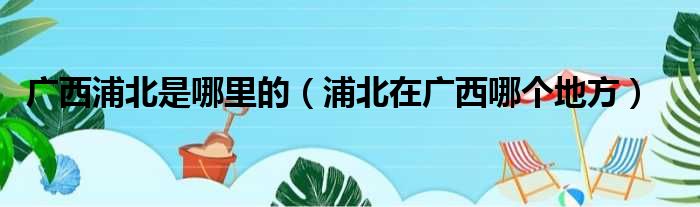 广西浦北是哪里的 浦北在广西哪个地方