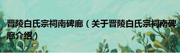 晋陵白氏宗祠南碑廊 关于晋陵白氏宗祠南碑廊介绍