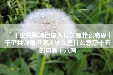  千里共婵娟但愿人长久是什么意思千里共婵娟但愿人长久是什么意思十五的月亮十六圆