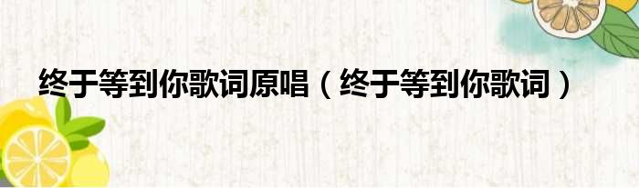 终于等到你歌词原唱 终于等到你歌词