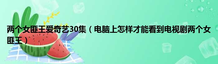 两个女匪王爱奇艺30集 电脑上怎样才能看到电视剧两个女匪王