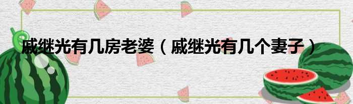 戚继光有几房老婆 戚继光有几个妻子
