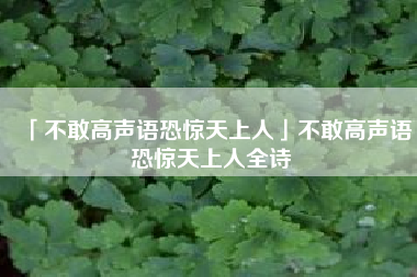  不敢高声语恐惊天上人不敢高声语恐惊天上人全诗